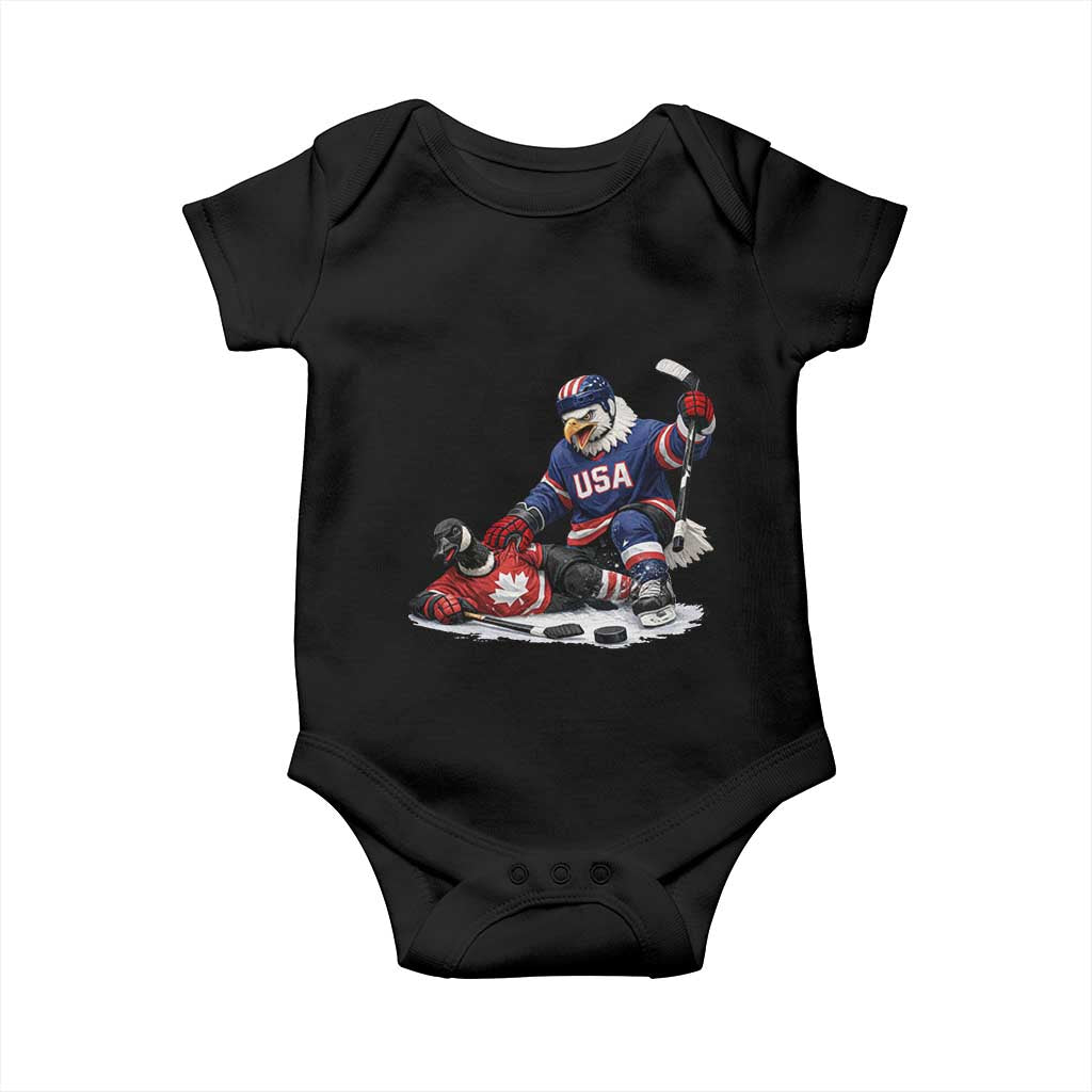 USA Eagle Vs Canada Loon Rivalry Graphic Baby Onesie Funny Sports Fan Ice Hockey Game Day Supporter TS02 Black Print Your Wear