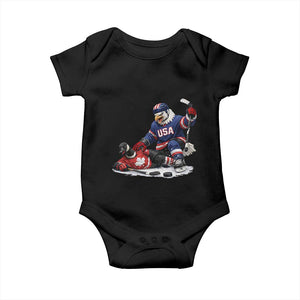 USA Eagle Vs Canada Loon Rivalry Graphic Baby Onesie Funny Sports Fan Ice Hockey Game Day Supporter TS02 Black Print Your Wear