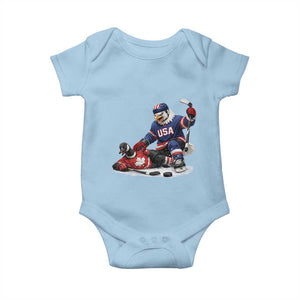 USA Eagle Vs Canada Loon Rivalry Graphic Baby Onesie Funny Sports Fan Ice Hockey Game Day Supporter TS02 Light Blue Print Your Wear