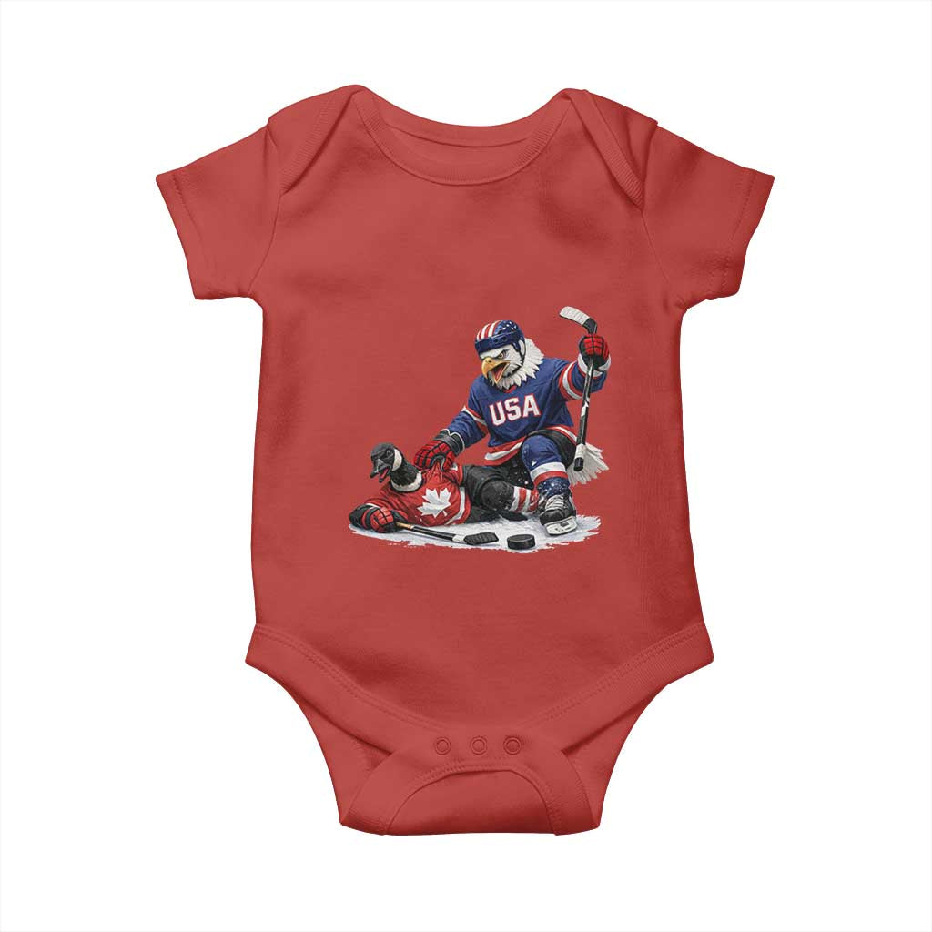 USA Eagle Vs Canada Loon Rivalry Graphic Baby Onesie Funny Sports Fan Ice Hockey Game Day Supporter TS02 Red Print Your Wear