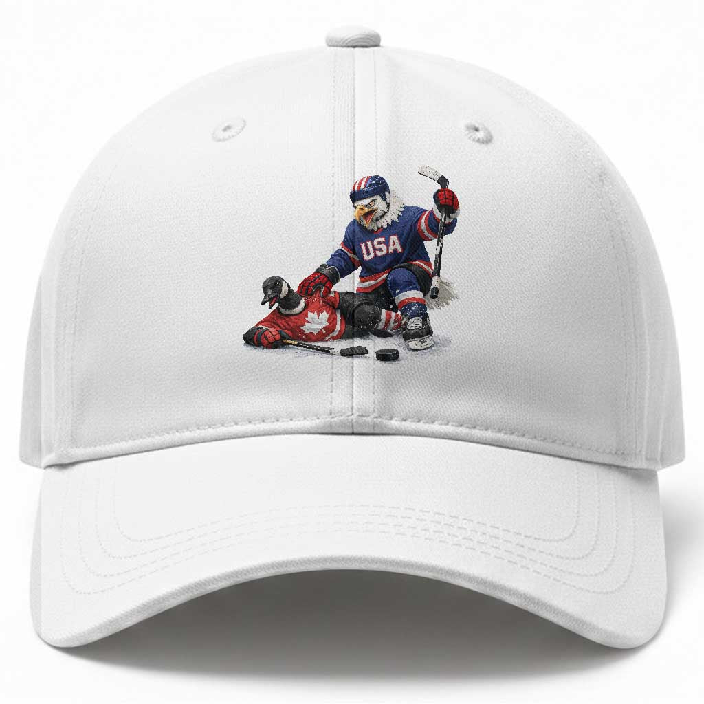 USA Eagle Vs Canada Loon Rivalry Graphic Baseball Cap Funny Sports Fan Ice Hockey Game Day Supporter TS02 Print Your Wear