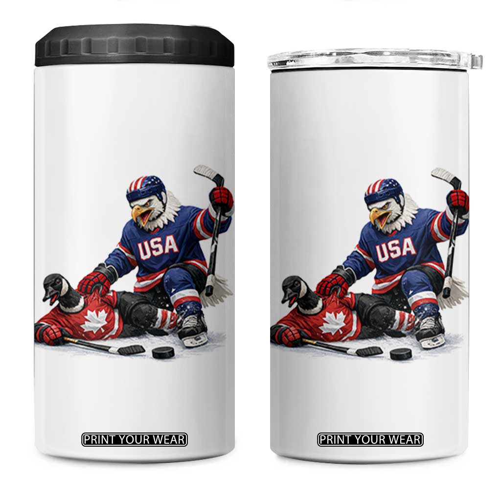 USA Eagle Vs Canada Loon Rivalry Graphic 4 in 1 Can Cooler Tumbler Funny Sports Fan Ice Hockey Game Day Supporter TS02 One Size: 16 oz White Print Your Wear