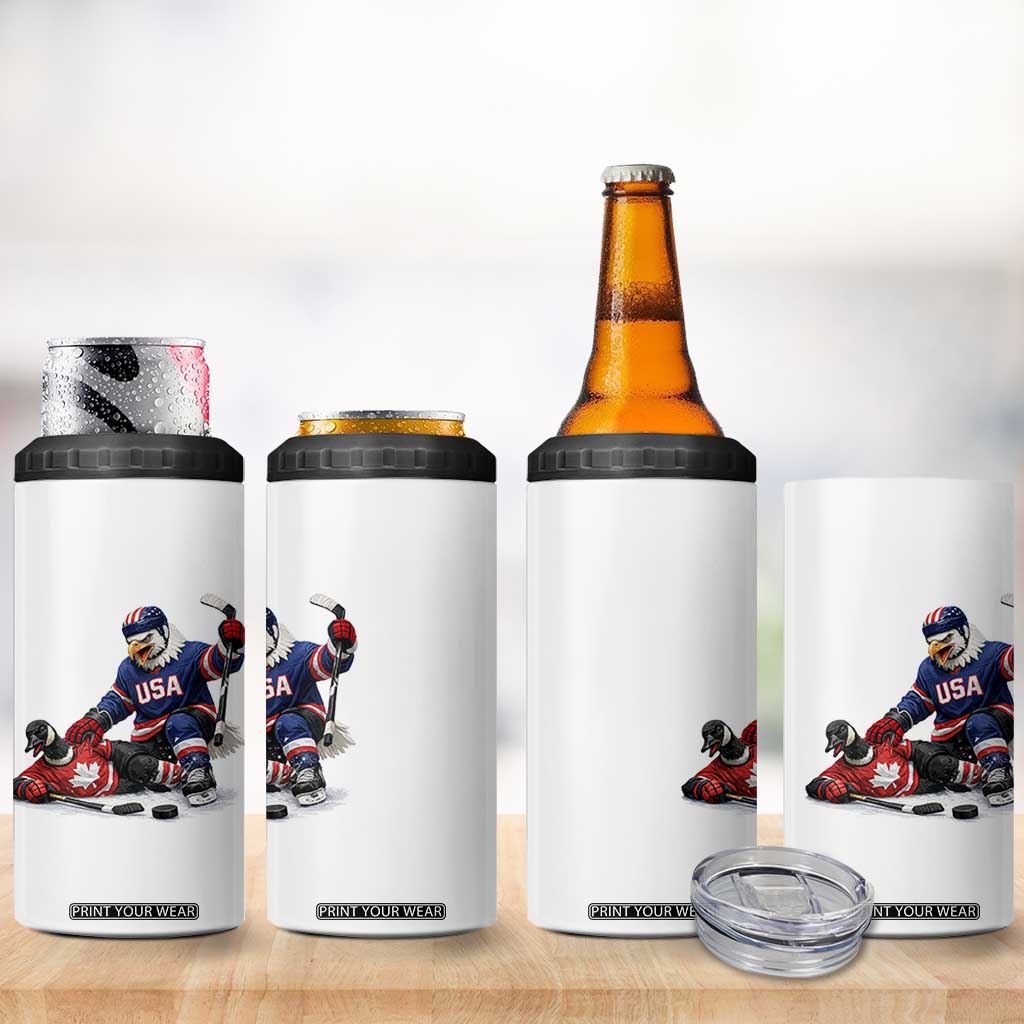 USA Eagle Vs Canada Loon Rivalry Graphic 4 in 1 Can Cooler Tumbler Funny Sports Fan Ice Hockey Game Day Supporter TS02 Print Your Wear