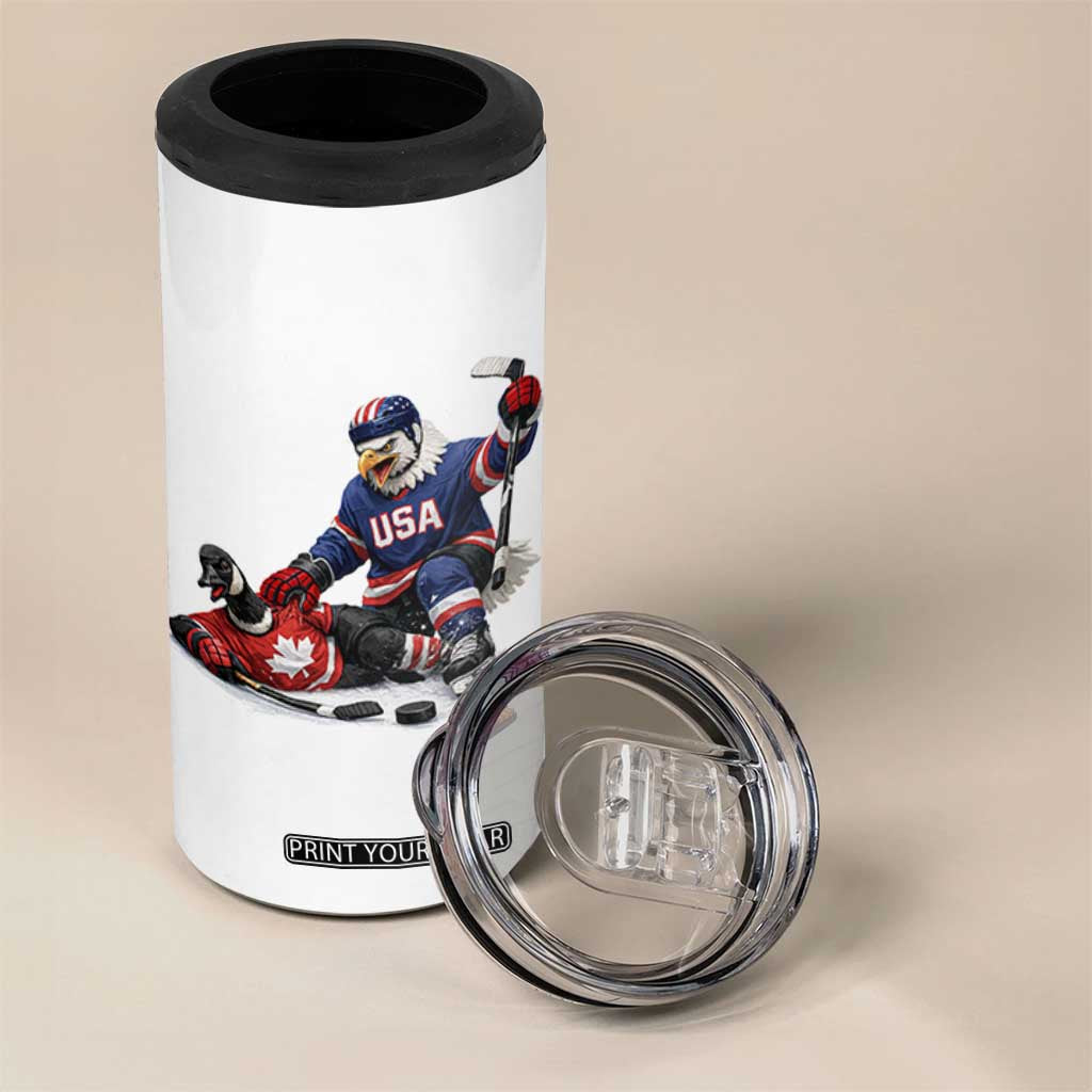 USA Eagle Vs Canada Loon Rivalry Graphic 4 in 1 Can Cooler Tumbler Funny Sports Fan Ice Hockey Game Day Supporter TS02 Print Your Wear