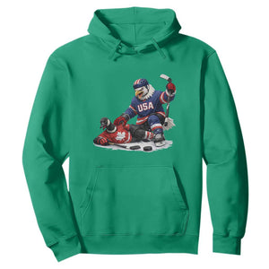 USA Eagle Vs Canada Loon Rivalry Graphic Hoodie Funny Sports Fan Ice Hockey Game Day Supporter TS02 Irish Green Print Your Wear