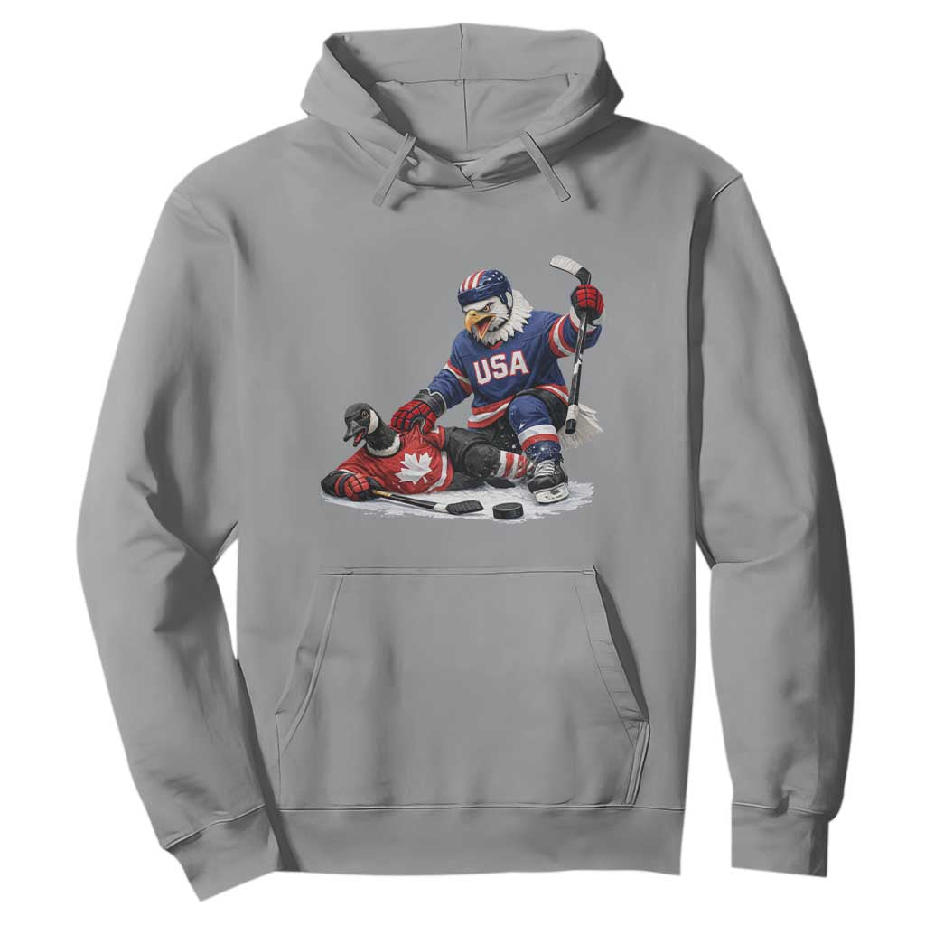USA Eagle Vs Canada Loon Rivalry Graphic Hoodie Funny Sports Fan Ice Hockey Game Day Supporter TS02 Sport Gray Print Your Wear