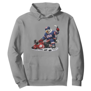 USA Eagle Vs Canada Loon Rivalry Graphic Hoodie Funny Sports Fan Ice Hockey Game Day Supporter TS02 Sport Gray Print Your Wear