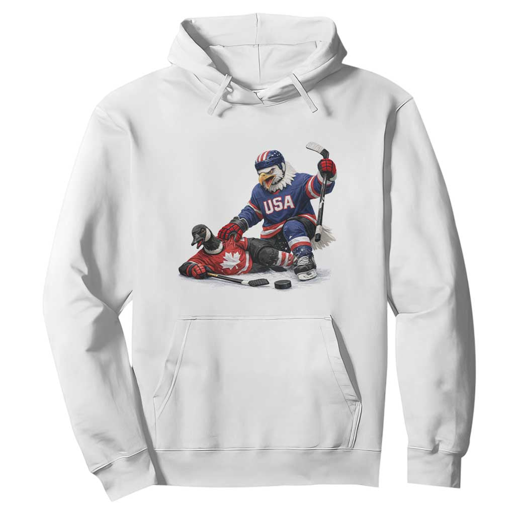 USA Eagle Vs Canada Loon Rivalry Graphic Hoodie Funny Sports Fan Ice Hockey Game Day Supporter TS02 White Print Your Wear
