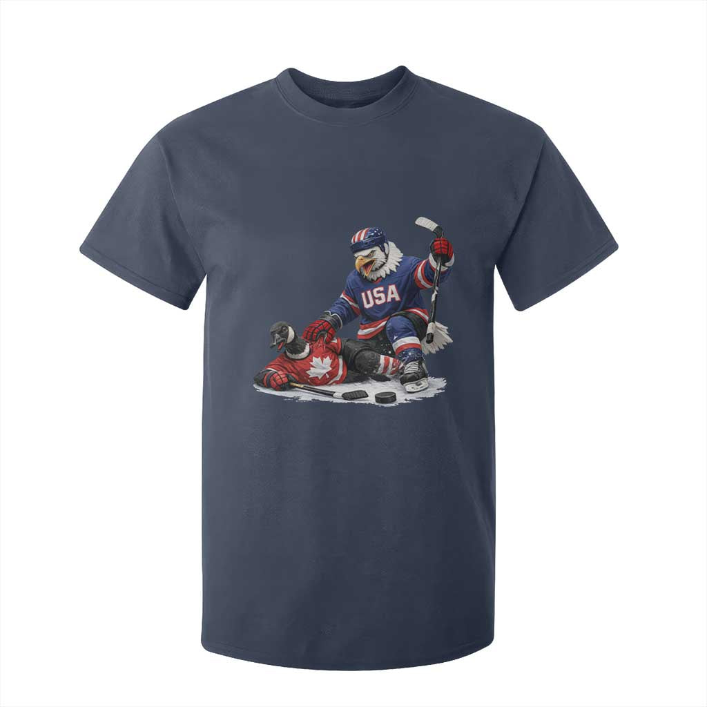 USA Eagle Vs Canada Loon Rivalry Graphic T Shirt For Kid Funny Sports Fan Ice Hockey Game Day Supporter TS02 Navy Print Your Wear