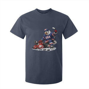 USA Eagle Vs Canada Loon Rivalry Graphic T Shirt For Kid Funny Sports Fan Ice Hockey Game Day Supporter TS02 Navy Print Your Wear