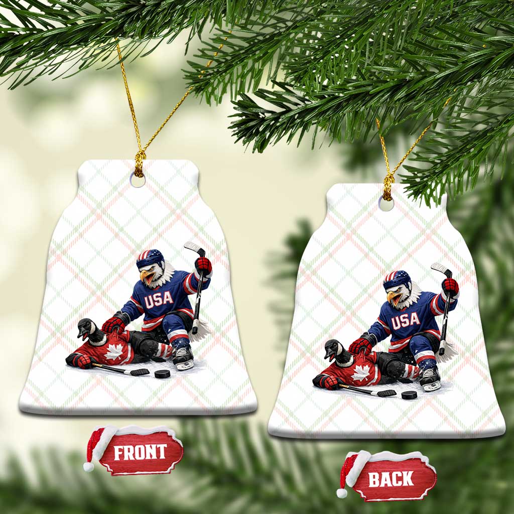USA Eagle Vs Canada Loon Rivalry Graphic Ceramic Ornament Funny Sports Fan Ice Hockey Game Day Supporter TS02 Print Your Wear