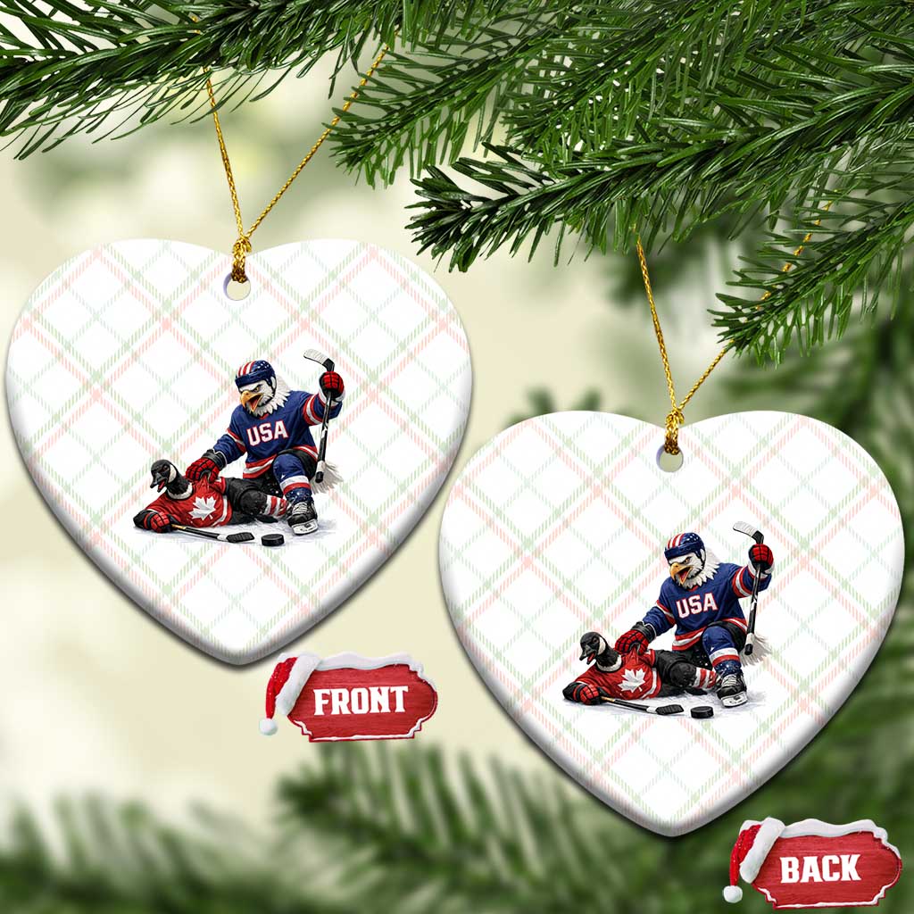 USA Eagle Vs Canada Loon Rivalry Graphic Ceramic Ornament Funny Sports Fan Ice Hockey Game Day Supporter TS02 Print Your Wear