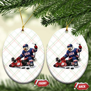 USA Eagle Vs Canada Loon Rivalry Graphic Ceramic Ornament Funny Sports Fan Ice Hockey Game Day Supporter TS02 Print Your Wear