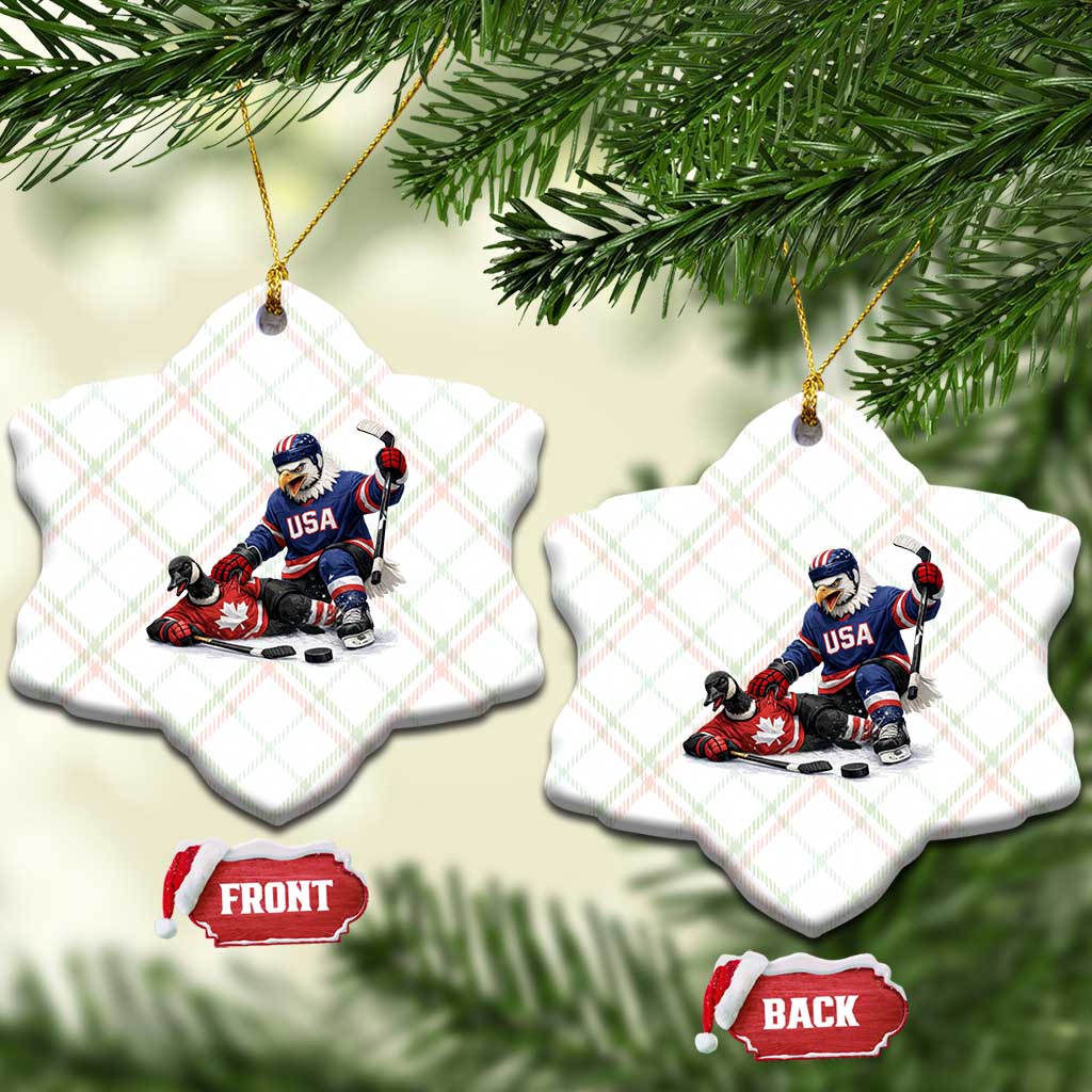 USA Eagle Vs Canada Loon Rivalry Graphic Ceramic Ornament Funny Sports Fan Ice Hockey Game Day Supporter TS02 Print Your Wear