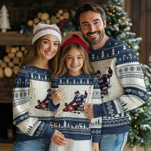 USA Eagle Vs Canada Loon Rivalry Graphic Ugly Christmas Sweater Funny Sports Fan Ice Hockey Game Day Supporter TS02 Beige Navy Print Your Wear