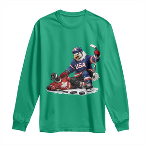 USA Eagle Vs Canada Loon Rivalry Graphic Long Sleeve Shirt Funny Sports Fan Ice Hockey Game Day Supporter TS02 Irish Green Print Your Wear