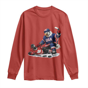 USA Eagle Vs Canada Loon Rivalry Graphic Long Sleeve Shirt Funny Sports Fan Ice Hockey Game Day Supporter TS02 Red Print Your Wear