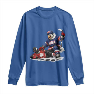 USA Eagle Vs Canada Loon Rivalry Graphic Long Sleeve Shirt Funny Sports Fan Ice Hockey Game Day Supporter TS02 Royal Blue Print Your Wear
