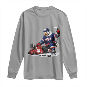 USA Eagle Vs Canada Loon Rivalry Graphic Long Sleeve Shirt Funny Sports Fan Ice Hockey Game Day Supporter TS02 Sport Gray Print Your Wear