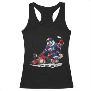 USA Eagle Vs Canada Loon Rivalry Graphic Racerback Tank Top Funny Sports Fan Ice Hockey Game Day Supporter TS02 Black Print Your Wear