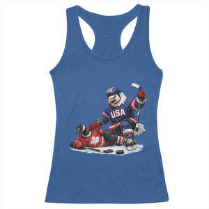 USA Eagle Vs Canada Loon Rivalry Graphic Racerback Tank Top Funny Sports Fan Ice Hockey Game Day Supporter TS02 Royal Blue Print Your Wear