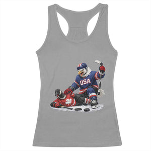 USA Eagle Vs Canada Loon Rivalry Graphic Racerback Tank Top Funny Sports Fan Ice Hockey Game Day Supporter TS02 Sport Gray Print Your Wear