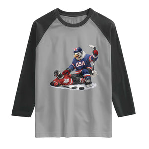 USA Eagle Vs Canada Loon Rivalry Graphic Raglan Shirt Funny Sports Fan Ice Hockey Game Day Supporter TS02 Sport Gray Black Print Your Wear