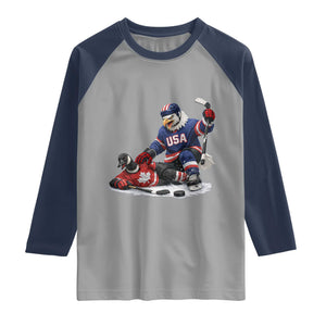 USA Eagle Vs Canada Loon Rivalry Graphic Raglan Shirt Funny Sports Fan Ice Hockey Game Day Supporter TS02 Sport Gray Navy Print Your Wear