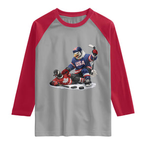 USA Eagle Vs Canada Loon Rivalry Graphic Raglan Shirt Funny Sports Fan Ice Hockey Game Day Supporter TS02 Sport Gray Red Print Your Wear