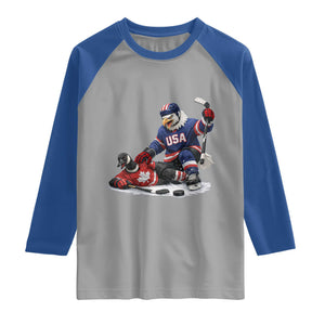 USA Eagle Vs Canada Loon Rivalry Graphic Raglan Shirt Funny Sports Fan Ice Hockey Game Day Supporter TS02 Sport Gray Royal Print Your Wear