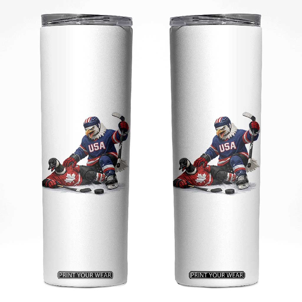 USA Eagle Vs Canada Loon Rivalry Graphic Skinny Tumbler Funny Sports Fan Ice Hockey Game Day Supporter TS02 White Print Your Wear