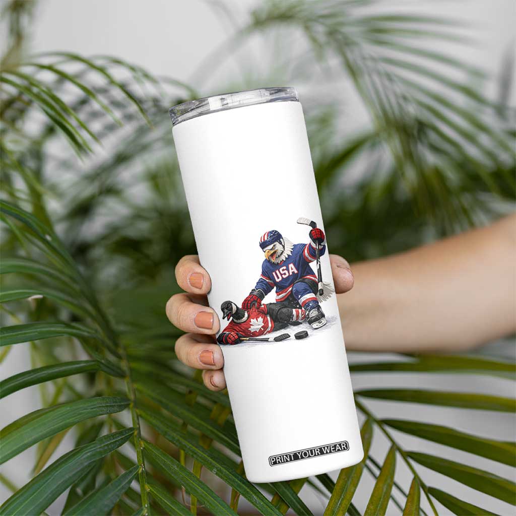 USA Eagle Vs Canada Loon Rivalry Graphic Skinny Tumbler Funny Sports Fan Ice Hockey Game Day Supporter TS02 Print Your Wear