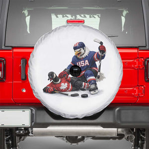USA Eagle Vs Canada Loon Rivalry Graphic Spare Tire Cover Funny Sports Fan Ice Hockey Game Day Supporter TS02 White Print Your Wear