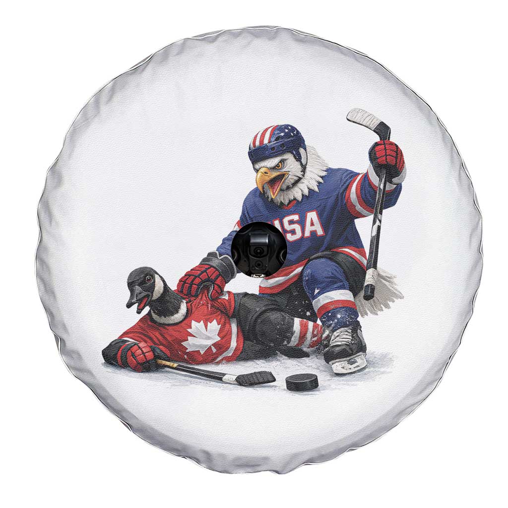 USA Eagle Vs Canada Loon Rivalry Graphic Spare Tire Cover Funny Sports Fan Ice Hockey Game Day Supporter TS02 Print Your Wear