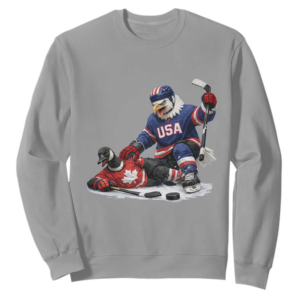 USA Eagle Vs Canada Loon Rivalry Graphic Sweatshirt Funny Sports Fan Ice Hockey Game Day Supporter TS02 Sport Gray Print Your Wear