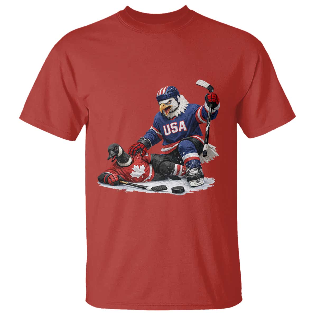 USA Eagle Vs Canada Loon Rivalry Graphic T Shirt Funny Sports Fan Ice Hockey Game Day Supporter TS02 Red Print Your Wear