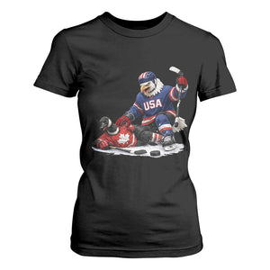 USA Eagle Vs Canada Loon Rivalry Graphic T Shirt For Women Funny Sports Fan Ice Hockey Game Day Supporter TS02 Black Print Your Wear