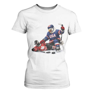USA Eagle Vs Canada Loon Rivalry Graphic T Shirt For Women Funny Sports Fan Ice Hockey Game Day Supporter TS02 White Print Your Wear