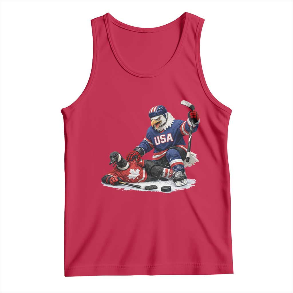 USA Eagle Vs Canada Loon Rivalry Graphic Tank Top Funny Sports Fan Ice Hockey Game Day Supporter TS02 Red Print Your Wear