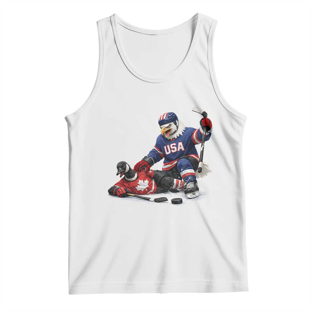 USA Eagle Vs Canada Loon Rivalry Graphic Tank Top Funny Sports Fan Ice Hockey Game Day Supporter TS02 White Print Your Wear