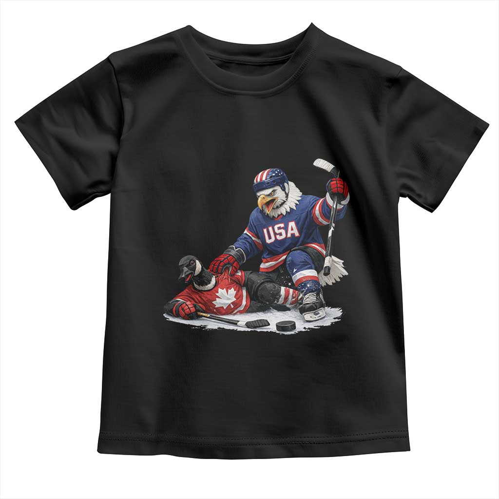 USA Eagle Vs Canada Loon Rivalry Graphic Toddler T Shirt Funny Sports Fan Ice Hockey Game Day Supporter TS02 Black Print Your Wear