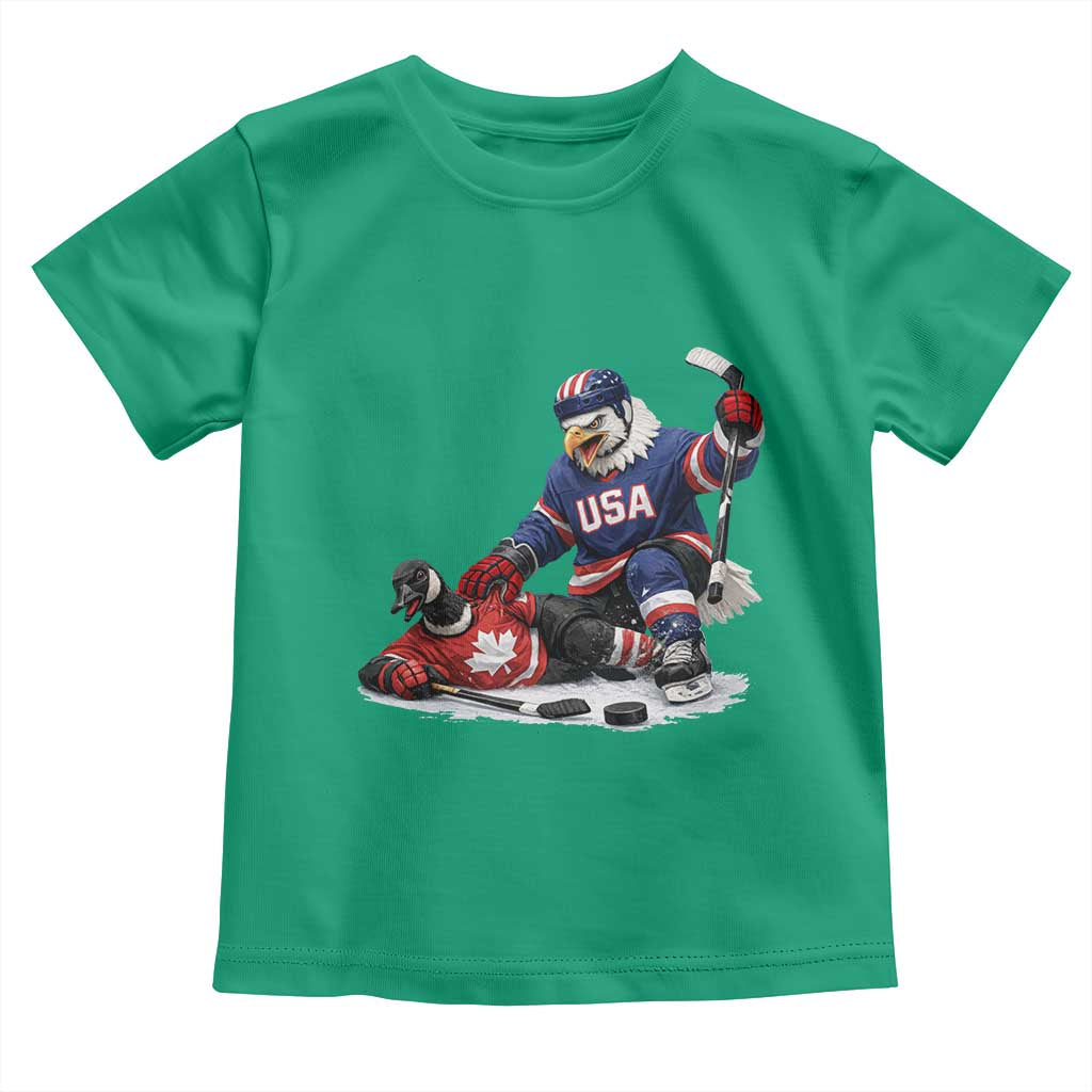 USA Eagle Vs Canada Loon Rivalry Graphic Toddler T Shirt Funny Sports Fan Ice Hockey Game Day Supporter TS02 Irish Green Print Your Wear