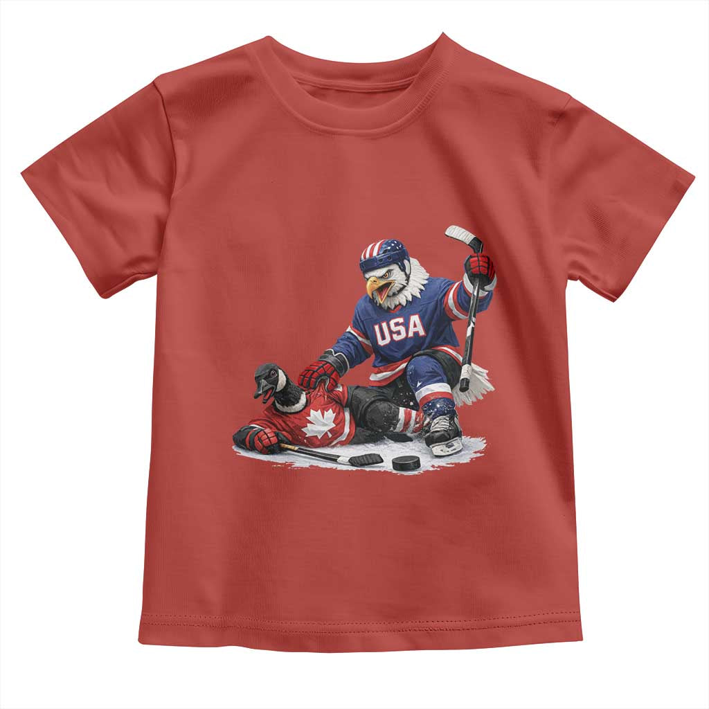 USA Eagle Vs Canada Loon Rivalry Graphic Toddler T Shirt Funny Sports Fan Ice Hockey Game Day Supporter TS02 Red Print Your Wear