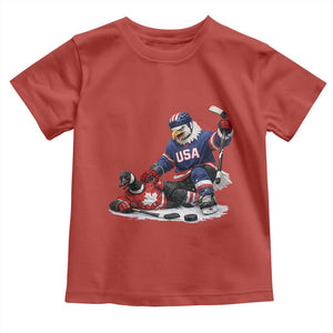 USA Eagle Vs Canada Loon Rivalry Graphic Toddler T Shirt Funny Sports Fan Ice Hockey Game Day Supporter TS02 Red Print Your Wear
