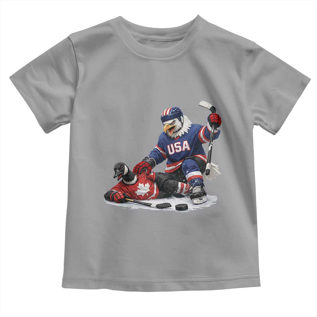 USA Eagle Vs Canada Loon Rivalry Graphic Toddler T Shirt Funny Sports Fan Ice Hockey Game Day Supporter TS02 Sport Gray Print Your Wear