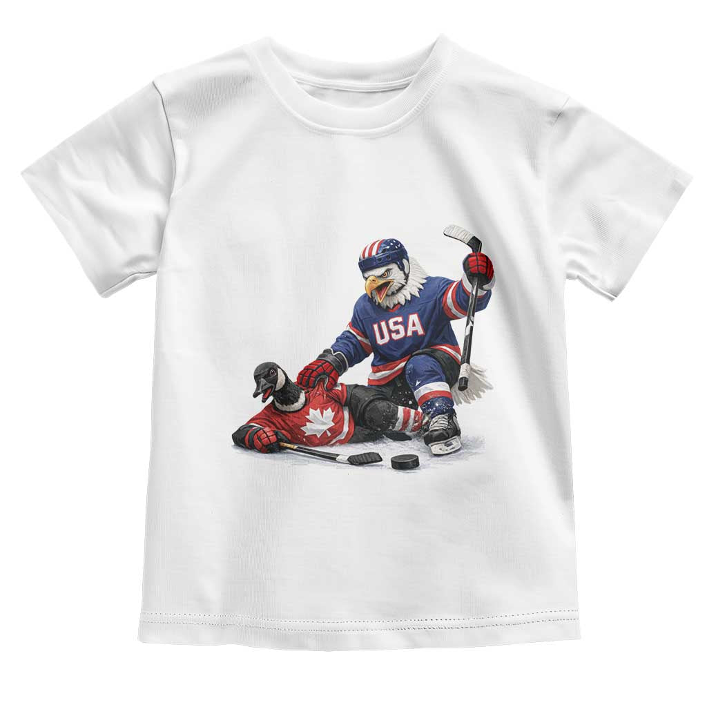 USA Eagle Vs Canada Loon Rivalry Graphic Toddler T Shirt Funny Sports Fan Ice Hockey Game Day Supporter TS02 White Print Your Wear