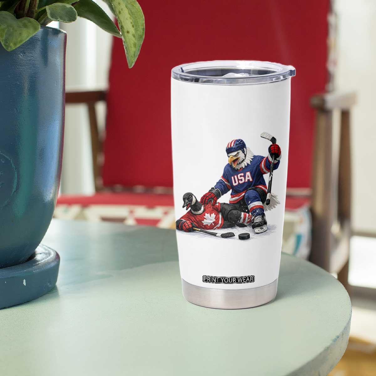 USA Eagle Vs Canada Loon Rivalry Graphic Tumbler Cup Funny Sports Fan Ice Hockey Game Day Supporter TS02 Print Your Wear