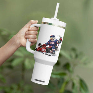 USA Eagle Vs Canada Loon Rivalry Graphic Tumbler With Handle Funny Sports Fan Ice Hockey Game Day Supporter TS02 Print Your Wear