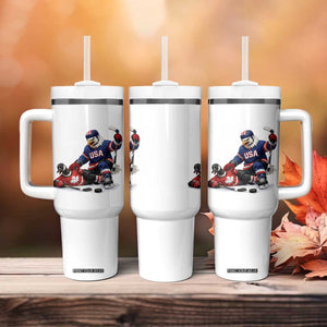 USA Eagle Vs Canada Loon Rivalry Graphic Tumbler With Handle Funny Sports Fan Ice Hockey Game Day Supporter TS02 Print Your Wear