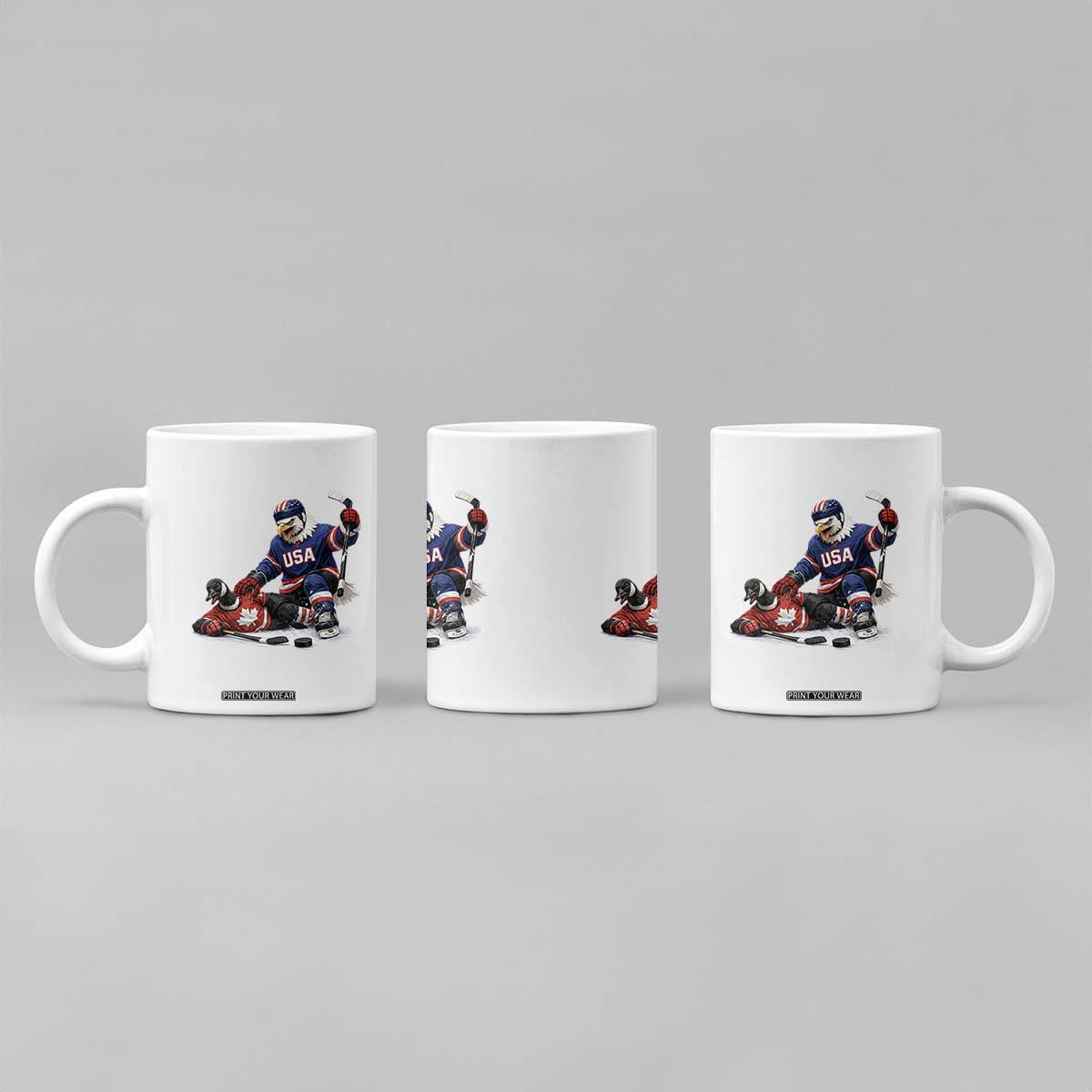 USA Eagle Vs Canada Loon Rivalry Graphic Coffee Mug Funny Sports Fan Ice Hockey Game Day Supporter TS02 Print Your Wear